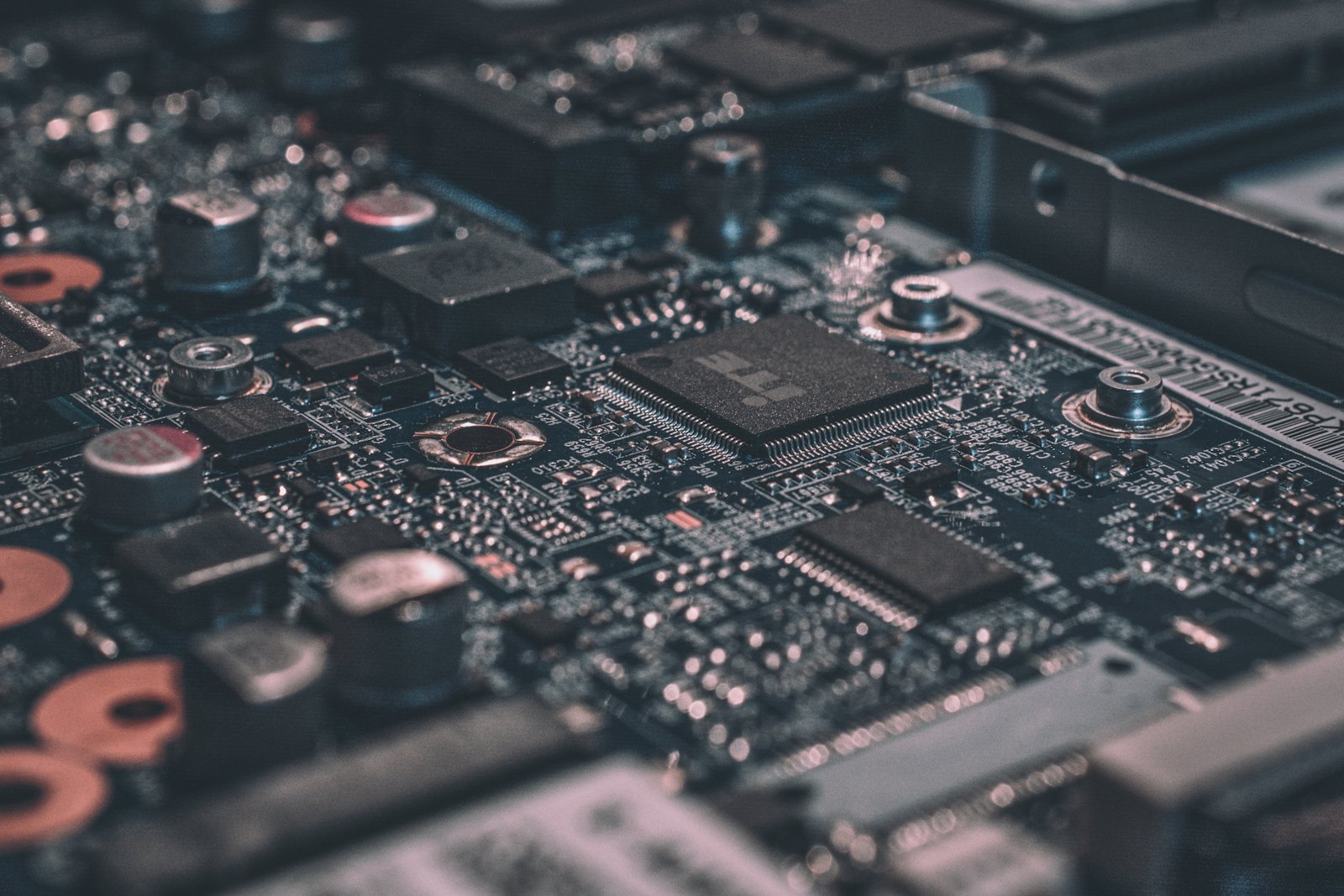 Close-up of a circuit board, representing Floston's hardware engineering work